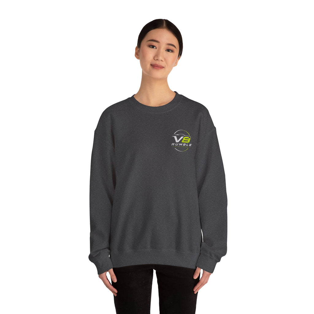 Crewneck Sweatshirt — "No Talk. Just Noise." Graphic Pullover (V8 Rumble Racing Style)