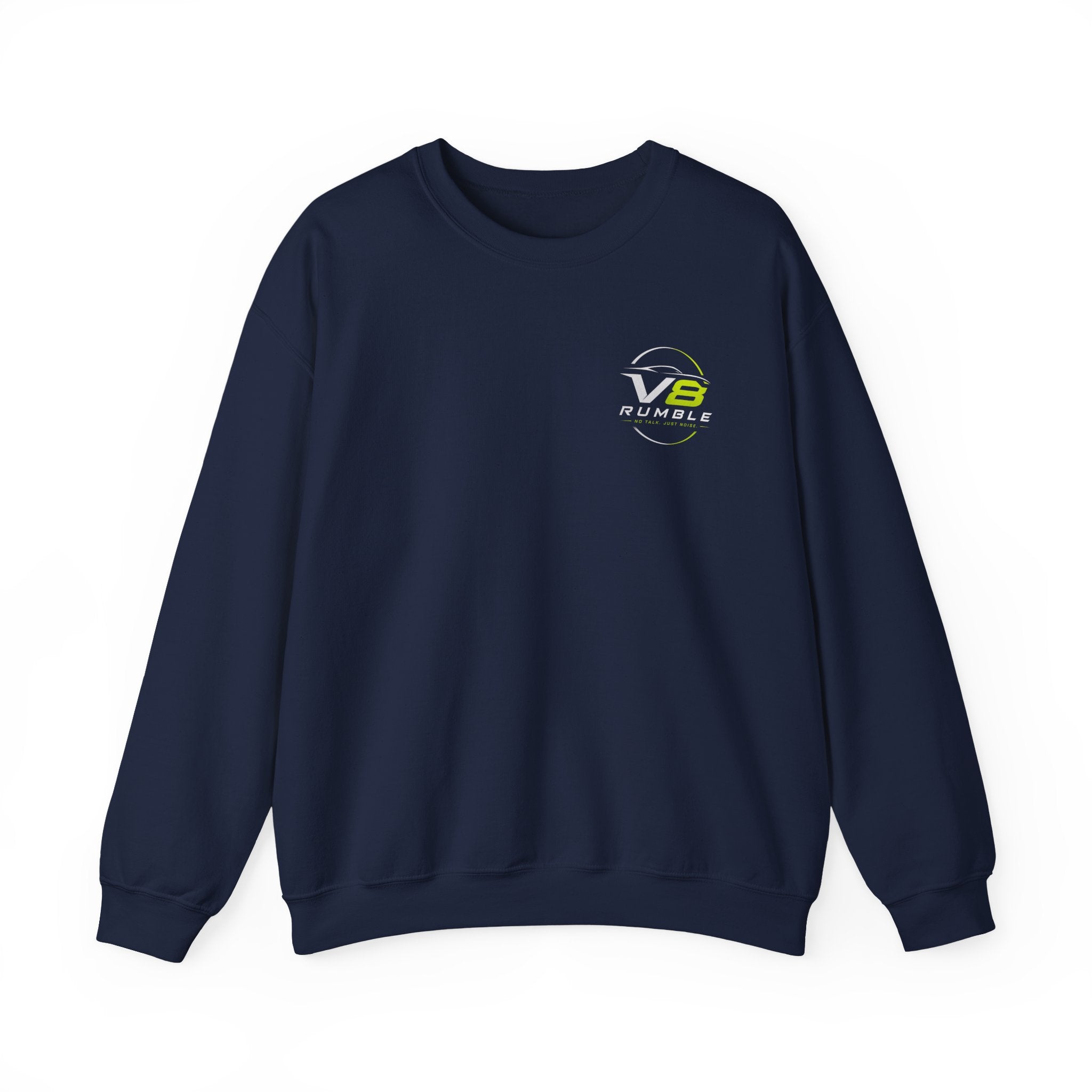 Crewneck Sweatshirt — "No Talk. Just Noise." Graphic Pullover (V8 Rumble Racing Style)