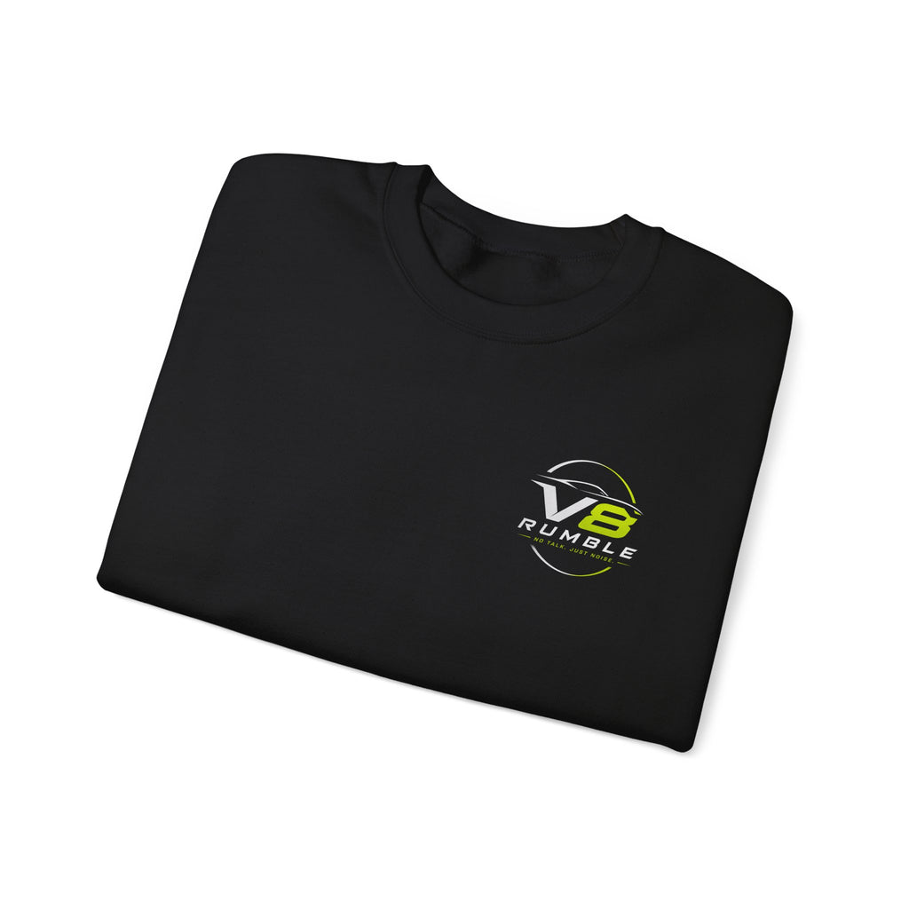 Crewneck Sweatshirt — "No Talk. Just Noise." Graphic Pullover (V8 Rumble Racing Style)