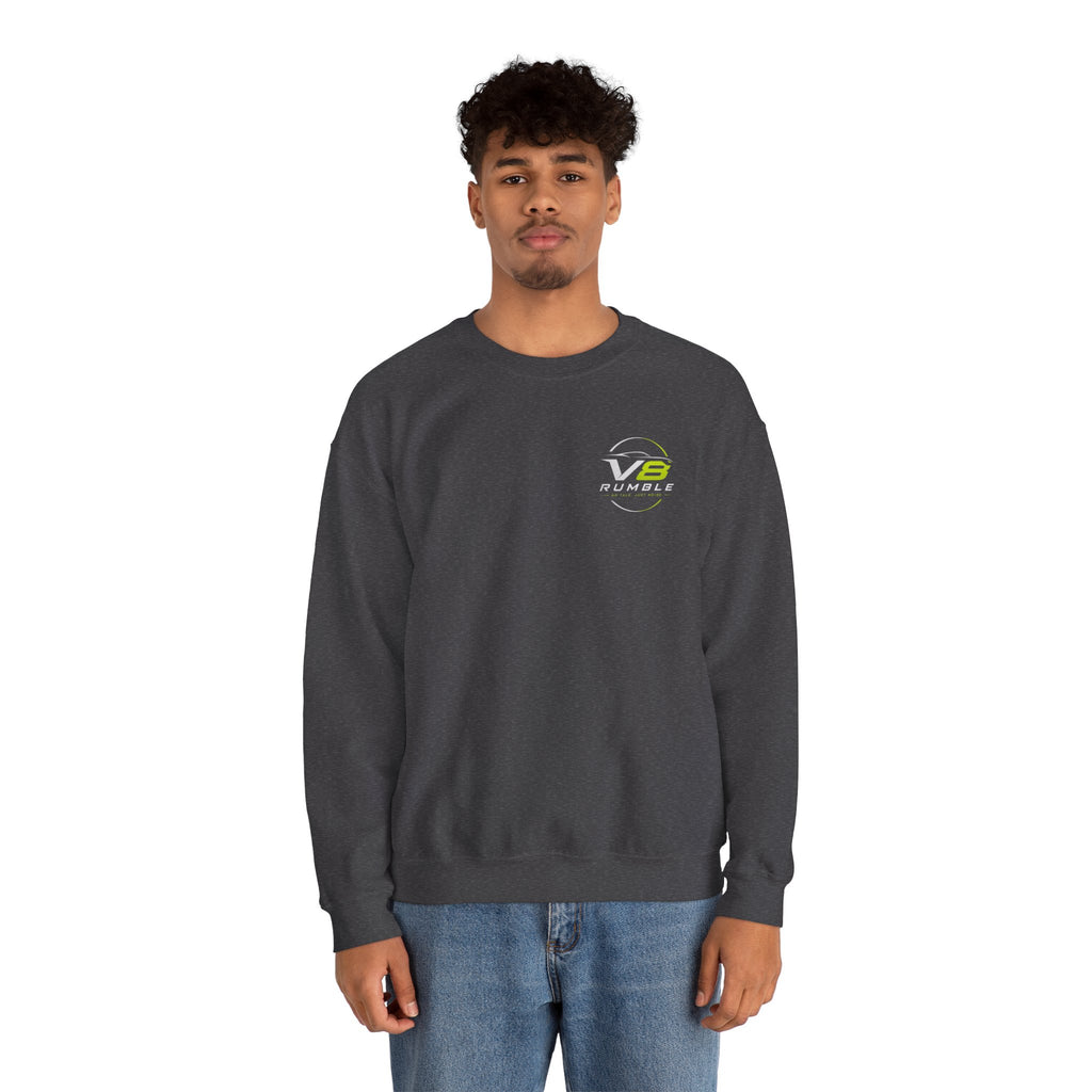 Crewneck Sweatshirt — "No Talk. Just Noise." Graphic Pullover (V8 Rumble Racing Style)