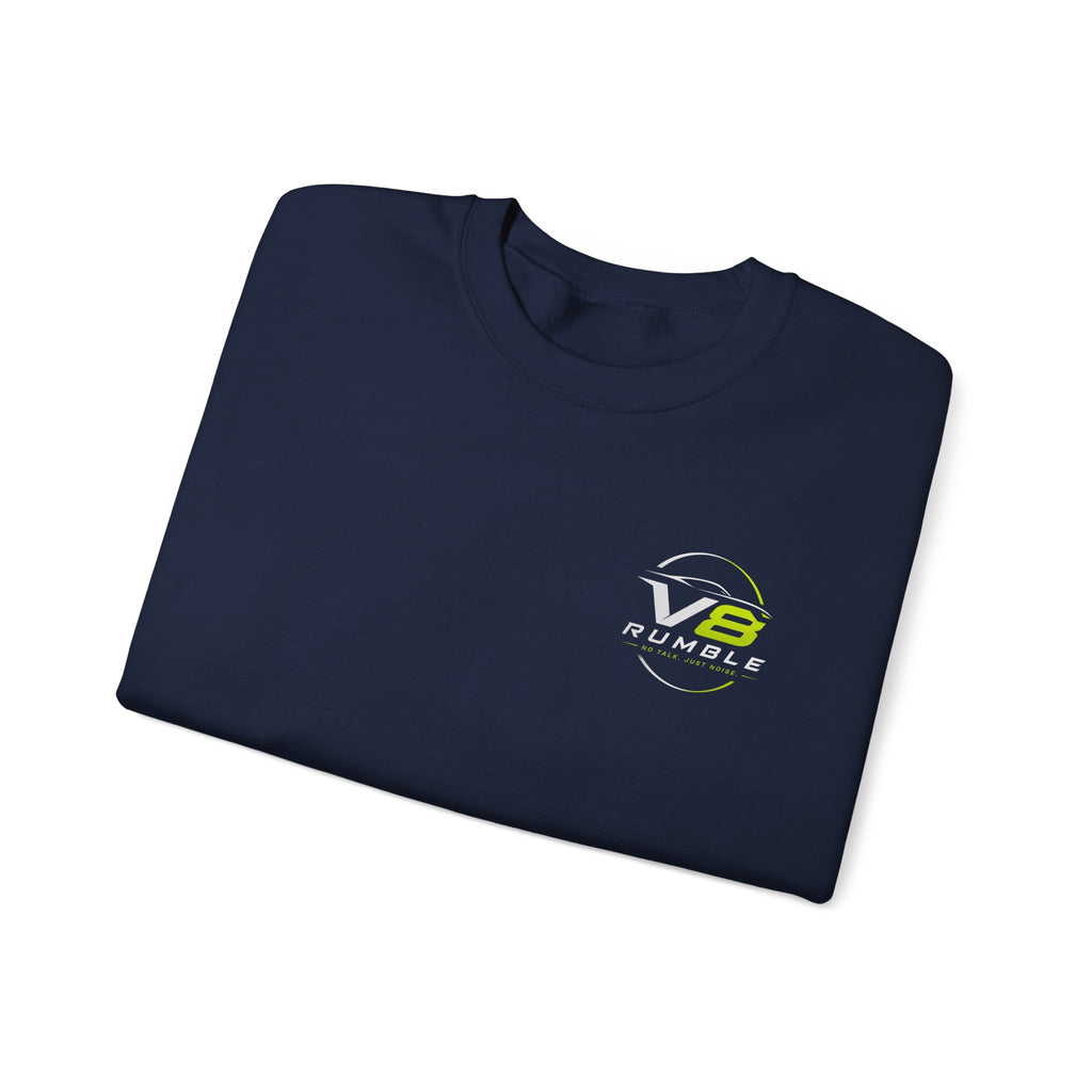 Crewneck Sweatshirt — "No Talk. Just Noise." Graphic Pullover (V8 Rumble Racing Style)