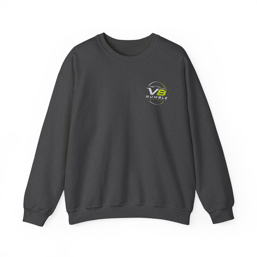 Crewneck Sweatshirt — "No Talk. Just Noise." Graphic Pullover (V8 Rumble Racing Style)