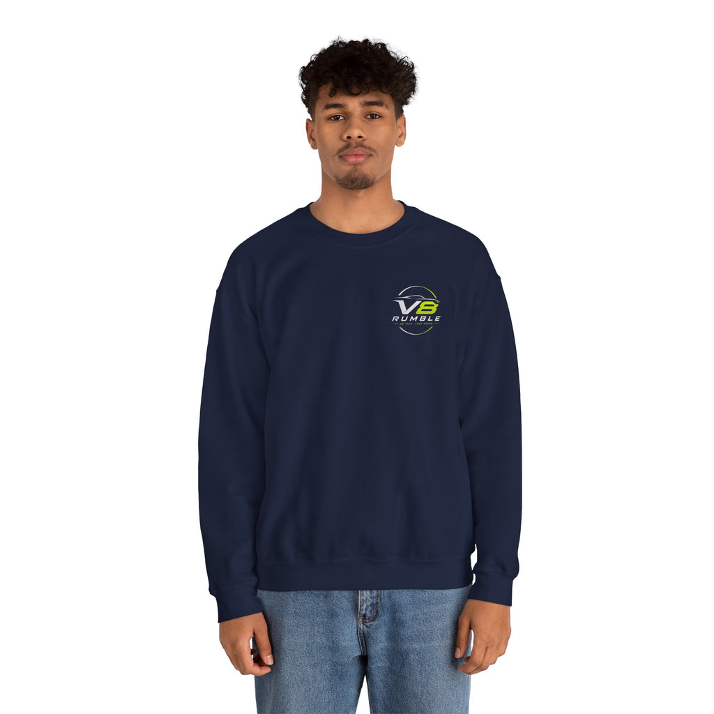 Crewneck Sweatshirt — "No Talk. Just Noise." Graphic Pullover (V8 Rumble Racing Style)