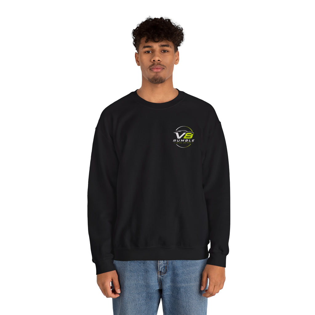 Crewneck Sweatshirt — "No Talk. Just Noise." Graphic Pullover (V8 Rumble Racing Style)