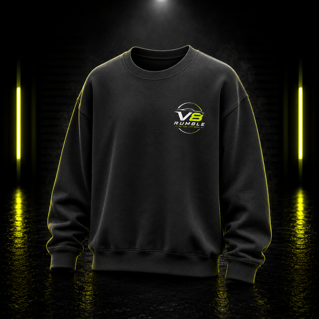 Crewneck Sweatshirt — "No Talk. Just Noise." Graphic Pullover (V8 Rumble Racing Style)
