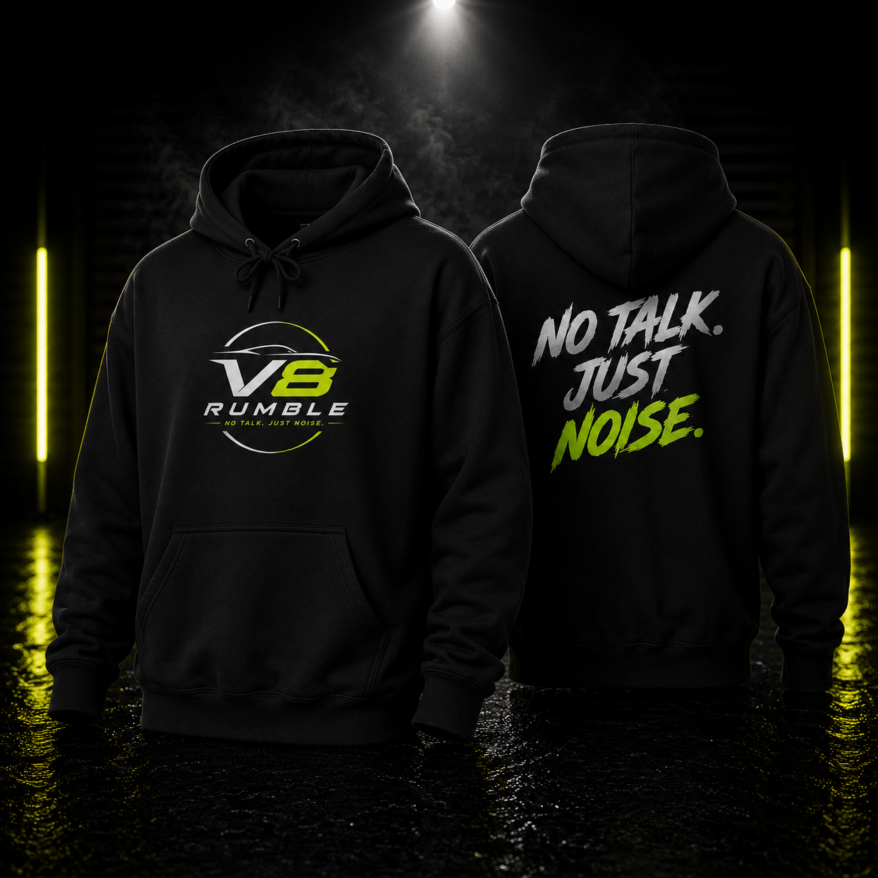 V8 Rumble Hoodie — “No Talk. Just Noise.” Performance Car Sweatshirt