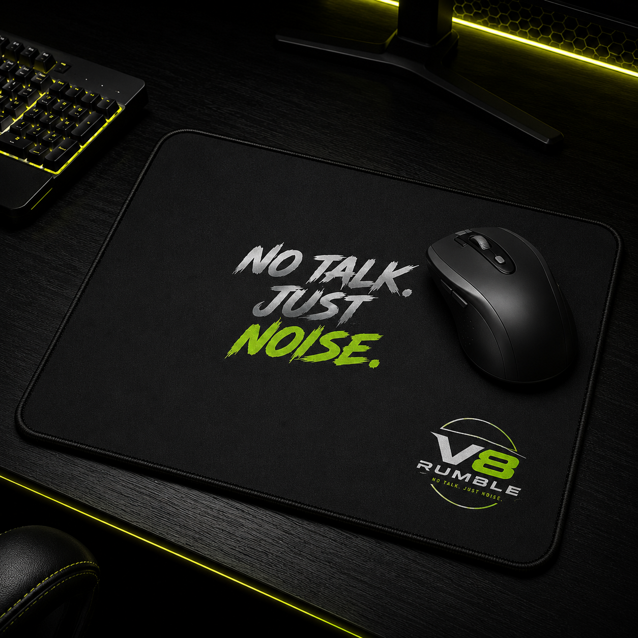 Gaming Mouse Pad — "No Talk. Just Noise." Black Non‑Slip Desk Mat